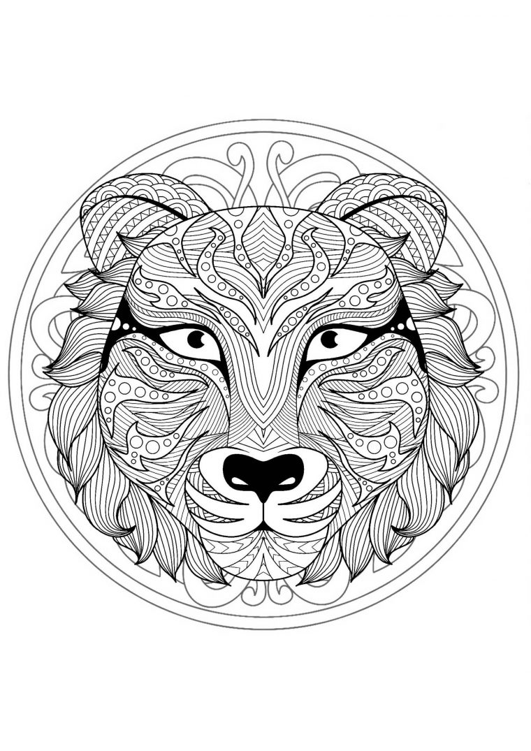 Mandala Tete Tigre 1 – Mandalas – Coloriages Difficiles encequiconcerne Tete À Colorier