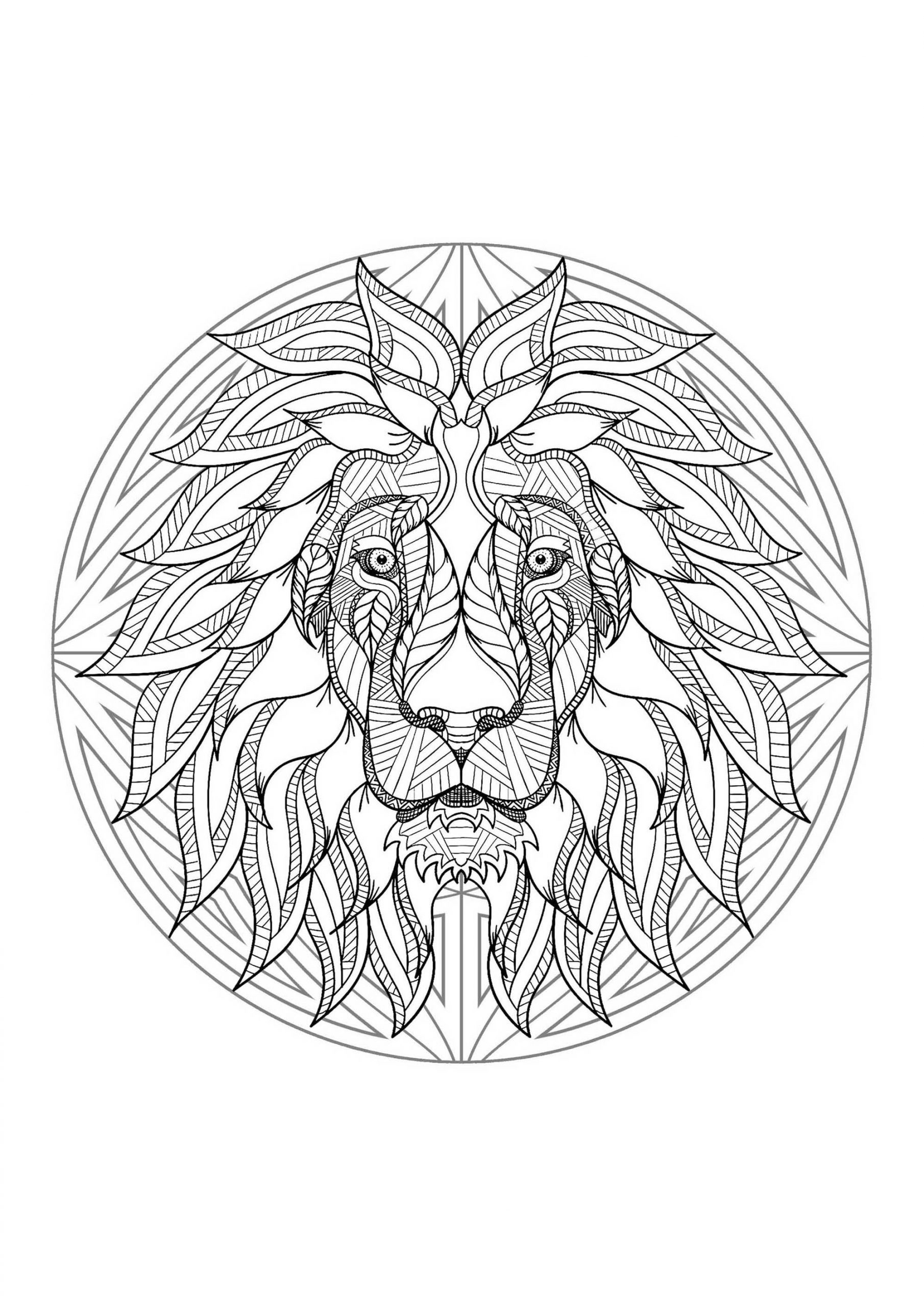 Mandala With Beautiful Lion Head And Geometric Patterns avec Mandala À Imprimer Pour Adulte