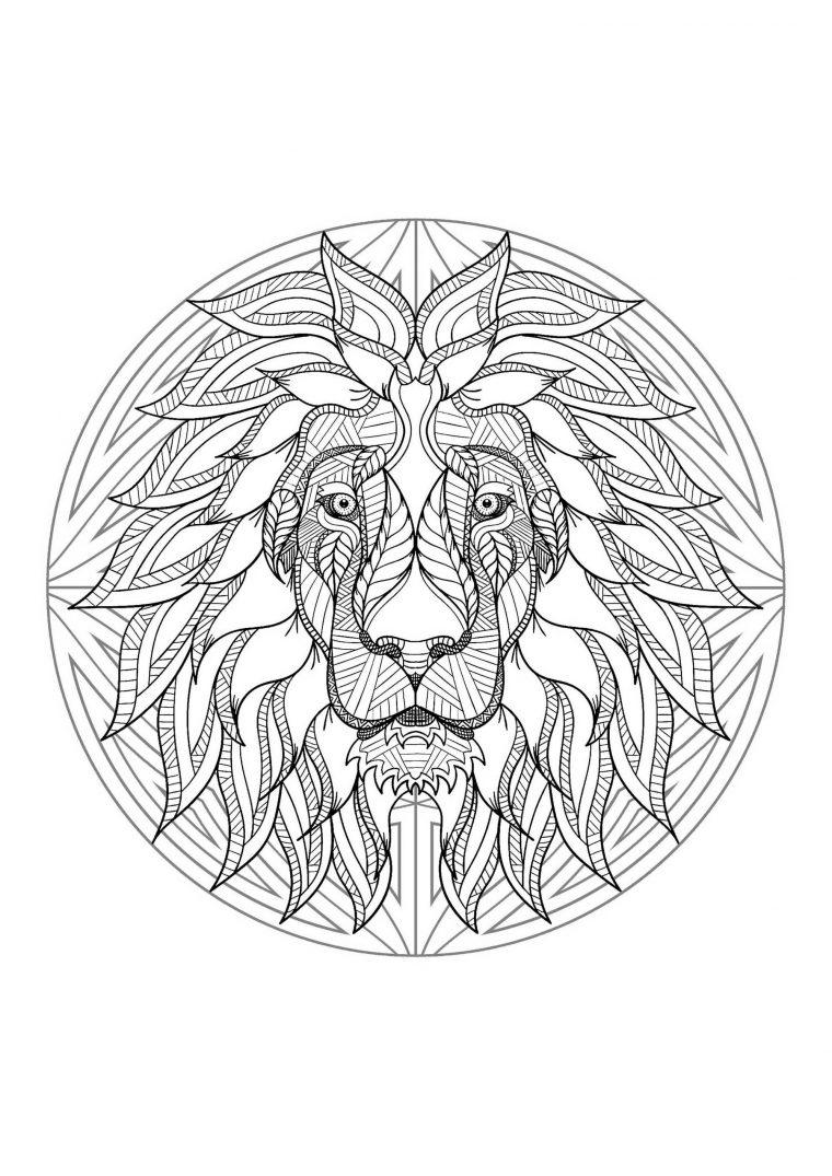 Mandala With Beautiful Lion Head And Geometric Patterns pour Imprimer Dessin Mandala