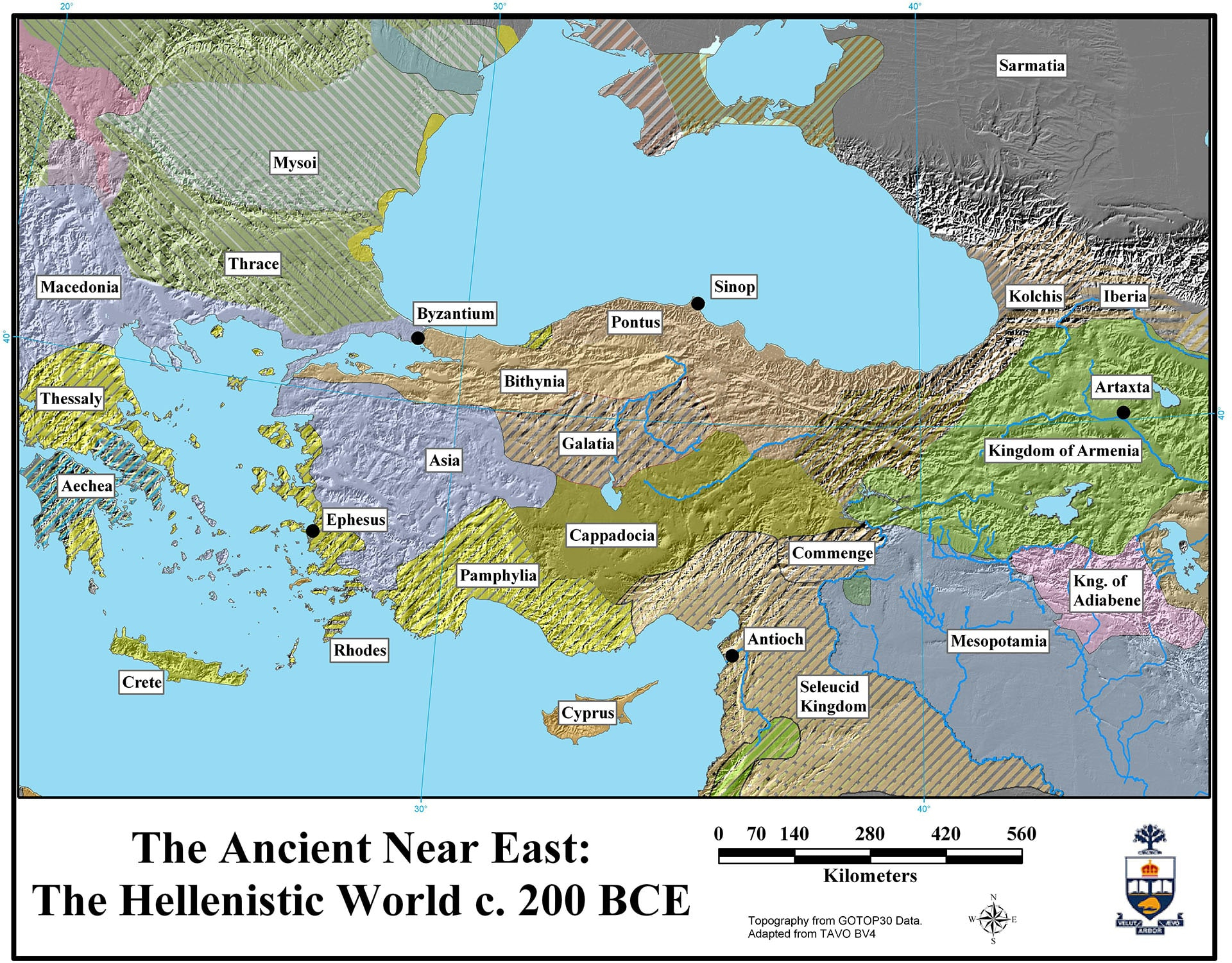 Map: Kingdoms And Regions Of The Hellenistic Greece And dedans Grece Regions 