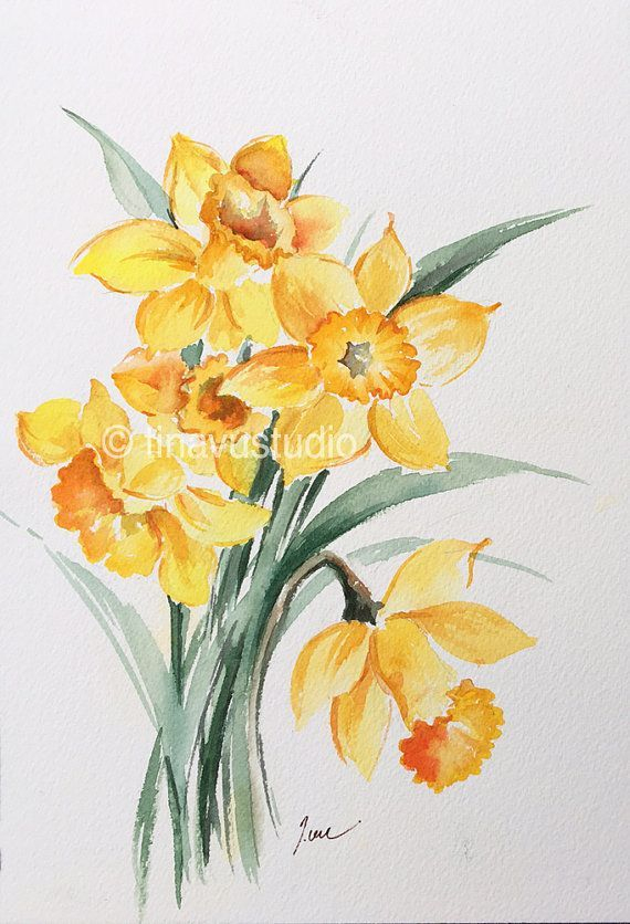 March Birthday Flowers, Daffodil Painting, Original encequiconcerne Dessiner Une Jonquille 