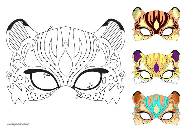 Masque À Colorier  Paper Flower Tutorial, Illustration, Tigre pour Gabarit Masque Animaux