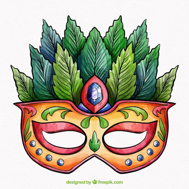 Masque De Carnaval Brésilien Aquarelle  Vecteur Gratuite avec Masque Carnaval De Rio