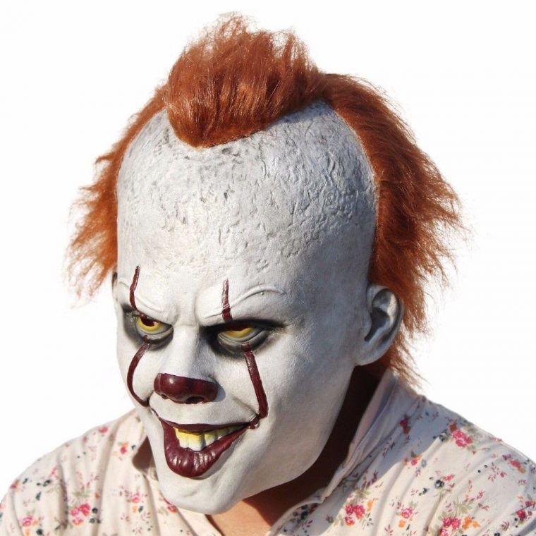 Masque Intégral De Clown Effrayant Avec Cheveux, Cosplay tout Masque De Clown À Fabriquer