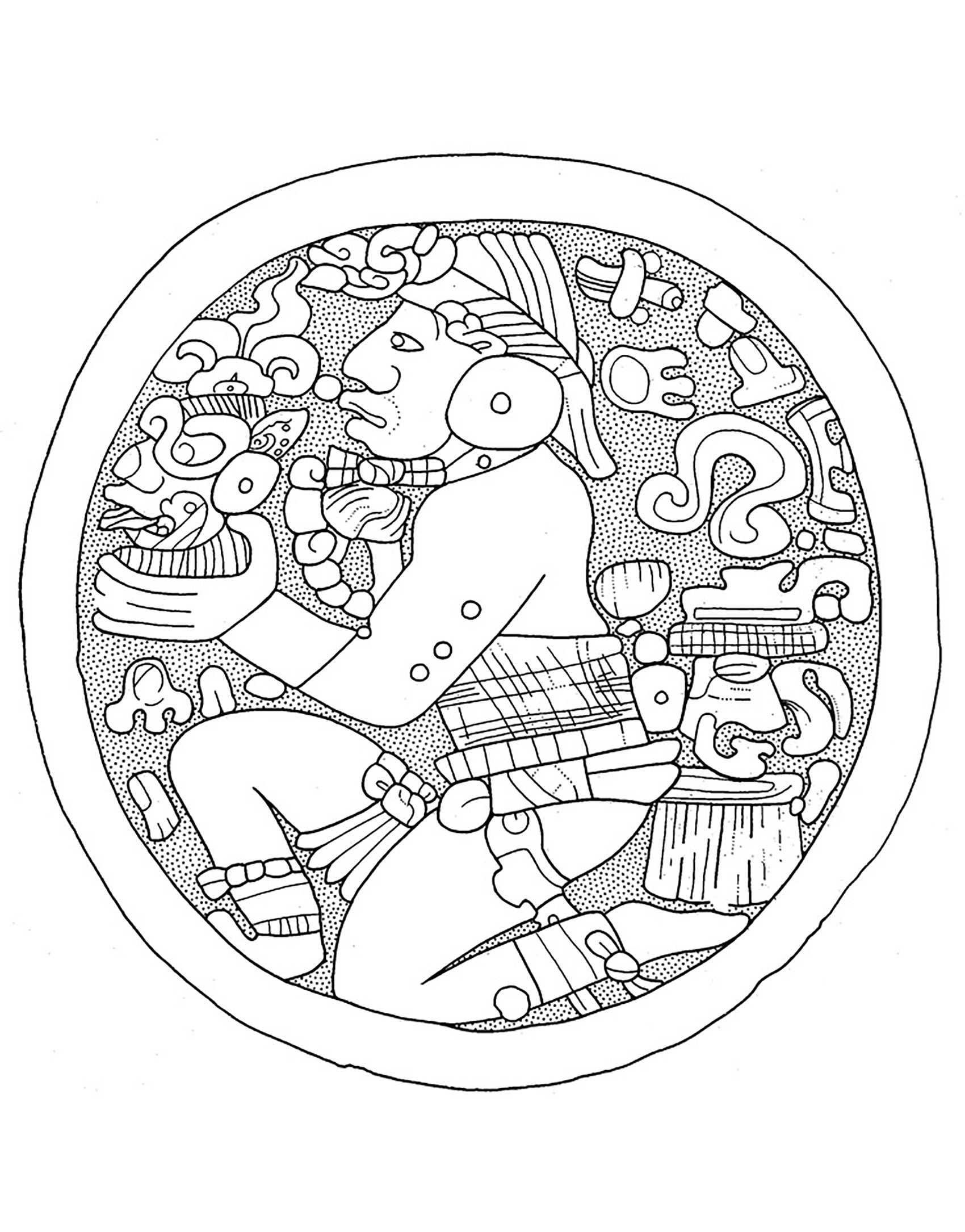 Maya Cercle - Mayas, Aztèques Et Incas - Coloriages à Dessin Azteque 