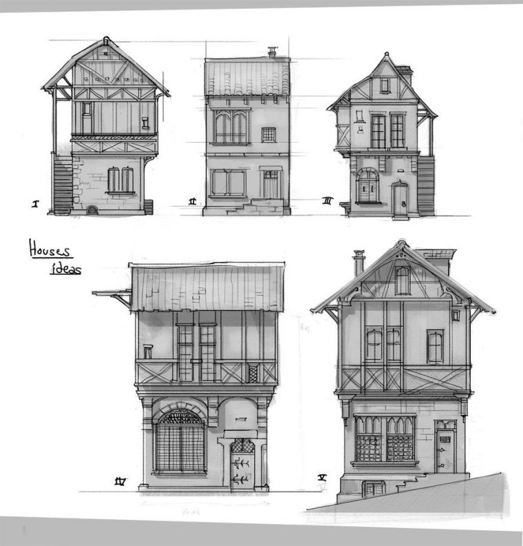 Medieval Houses – Sketches By Rhynn On Deviantart  House dedans Dessin Médiéval