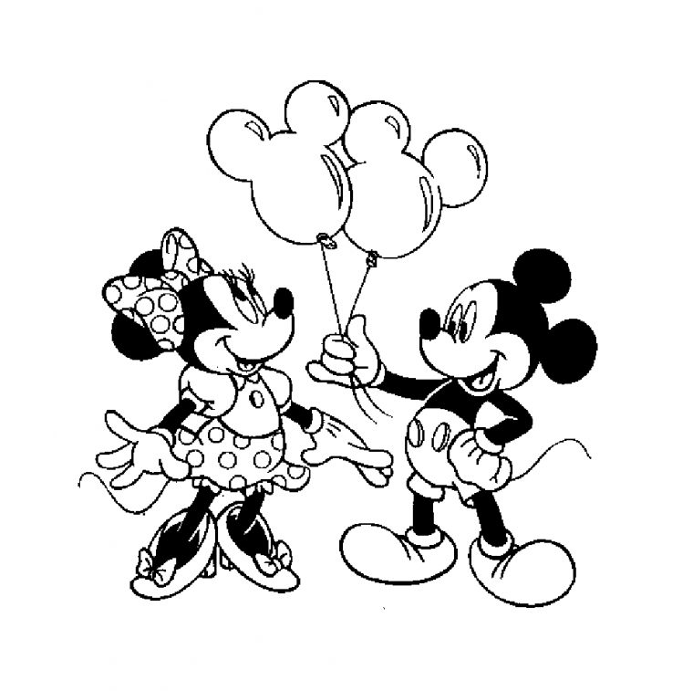 Mickey Minnie 2 Ballons – Coloriage Mickey Et Ses Amis destiné Mickey A Colorier