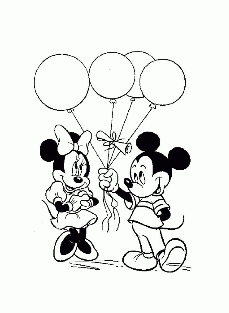 Mickey Minnie Ballons – Coloriage Mickey Et Ses Amis destiné Dessin A Colorier Minnie