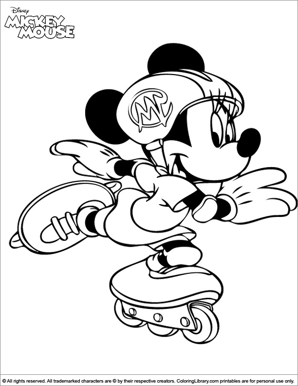 Mickey Mouse Coloring Page Mini Is Roller Skating encequiconcerne Dessin Mickey À Colorier 