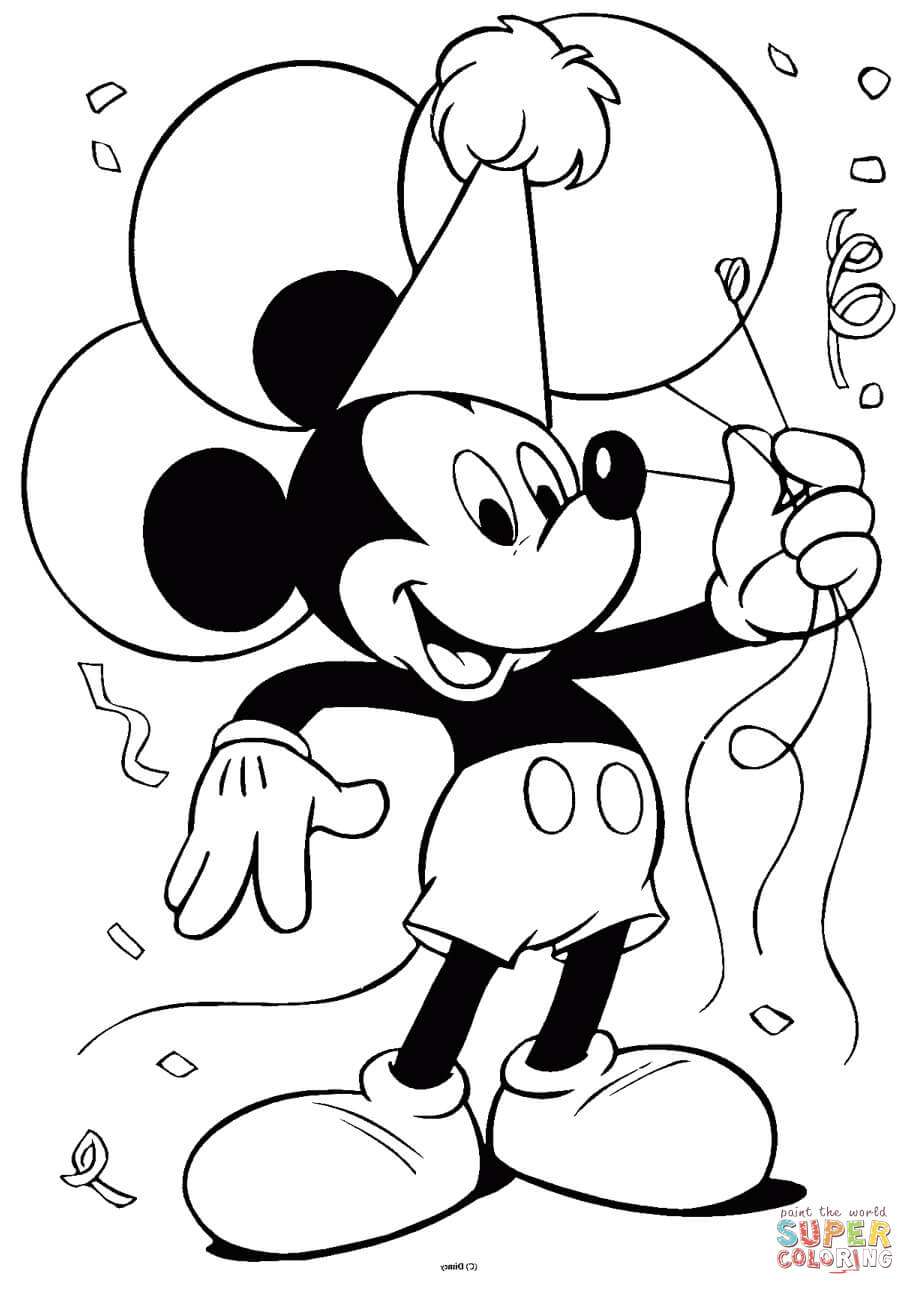 Mickey Mouse With Balloons Coloring Page  Free Printable encequiconcerne Dessin Mikey 