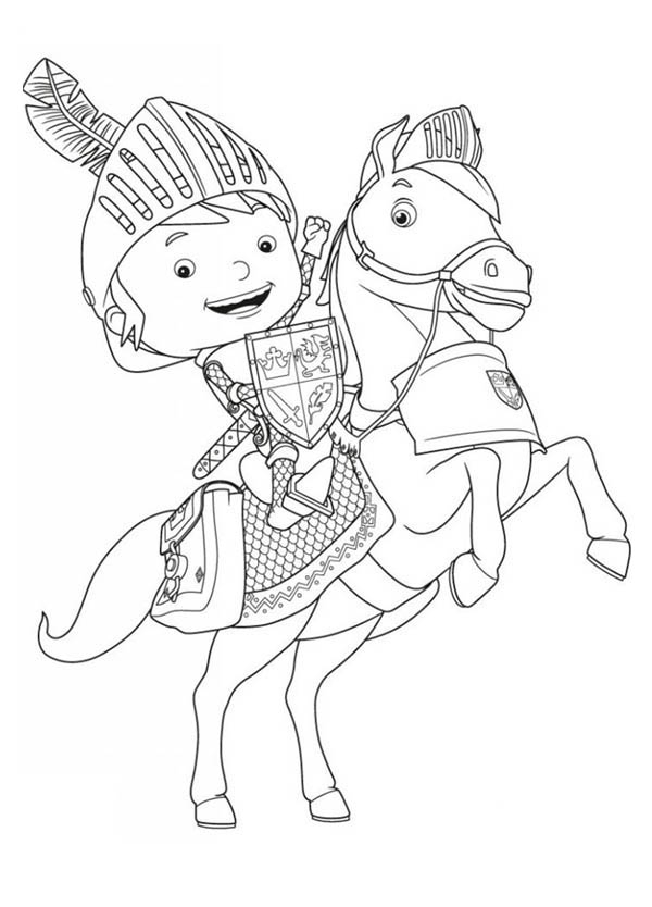 Mike The Knight Rearing Galahad Coloring Page  Color Luna dedans Coloriage Mike Le Chevalier 