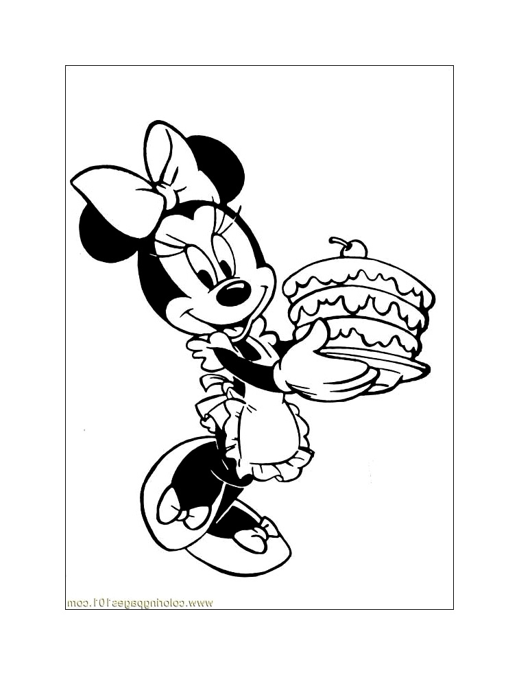 Minnie Ramène Un Gateau – Coloriage Minnie – Coloriages pour Coloriage Minnie À Imprimer Gratuit