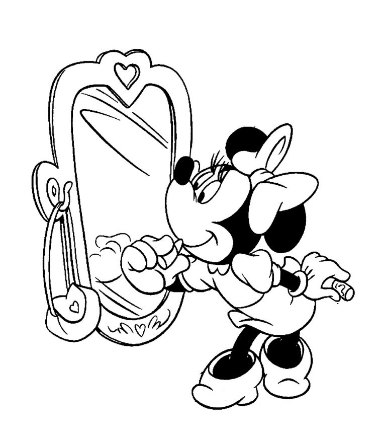 Minnie Se Regarde Dans Le Miroir – Coloriage Minnie avec Dessins De Minnie