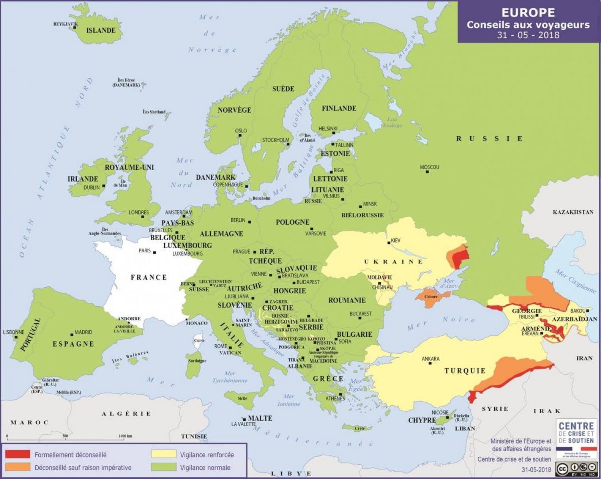 Mise À Jour Des Pays À Éviter Selon Le Ministère Des concernant Carte Pays Europe A Completer