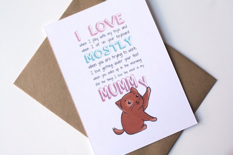 Mother'S Day Cat Card Happy Birthday Card Mom – I Love My serapportantà Carte Anniversaire Maman