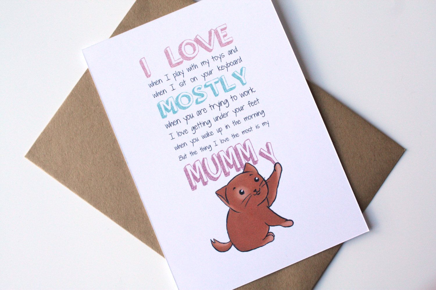 Mother&amp;#039;S Day Cat Card Happy Birthday Card Mom - I Love My serapportantà Carte Anniversaire Maman 