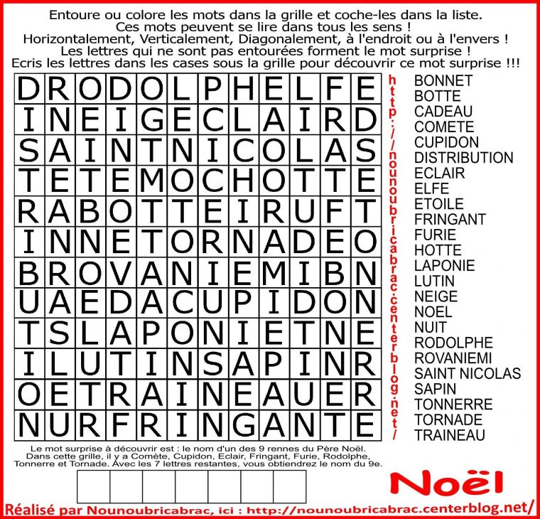 Mots Caches Pour Les Enfants – Page 3 concernant Mots Meles Noel Cycle 3