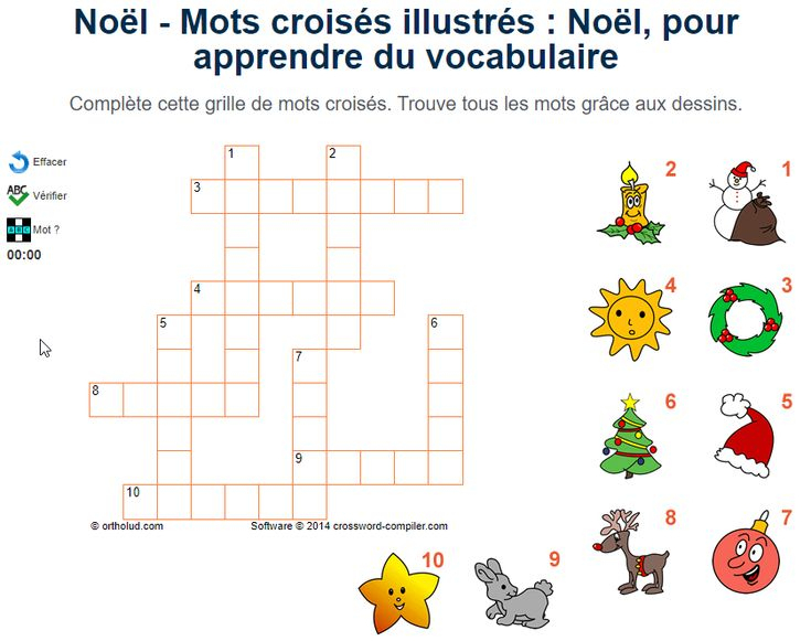 Mots Croisés Illustrés : Noël, Pour Apprendre Du tout Fabriquer Des Mots Croises Primanyc