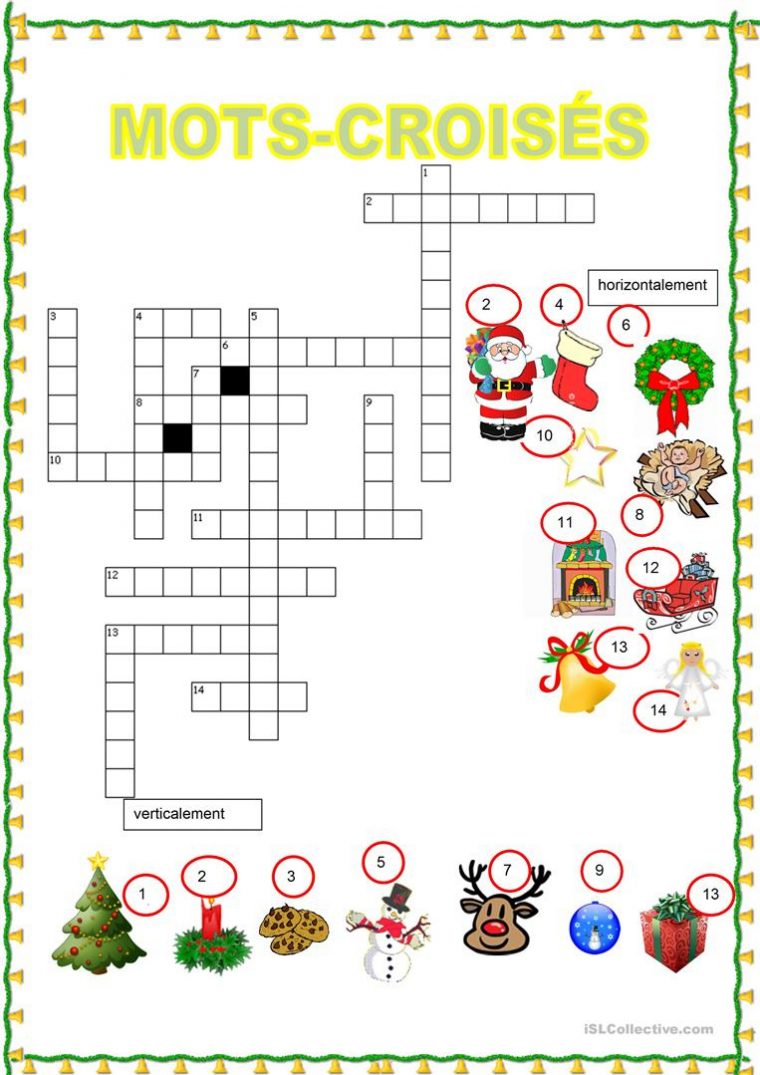 Mots Croisés – Noël – Français Fle Fiches Pedagogiques concernant Mots Croises Ce1 A Imprimer Primanyc