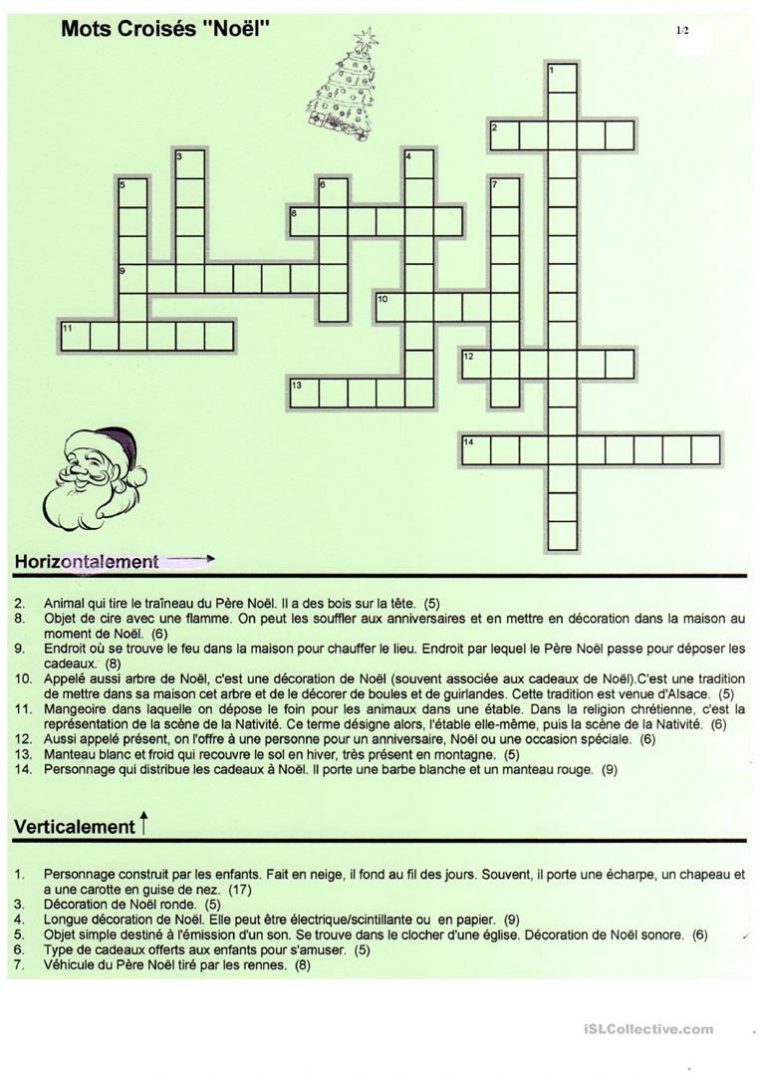 Mots Croisés Sur Le Vocabulaire De Noël – Français Fle dedans Fabriquer Des Mots Croises Primanyc