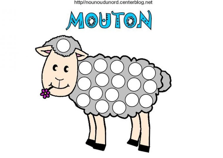 Mouton De Pâques Coloriage Et Gommettes pour Dessin De Mouton