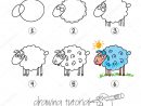 Moutons De Dessin Étape Par Étape — Image Vectorielle pour Dessiner Un Dragon Étape Par Étape