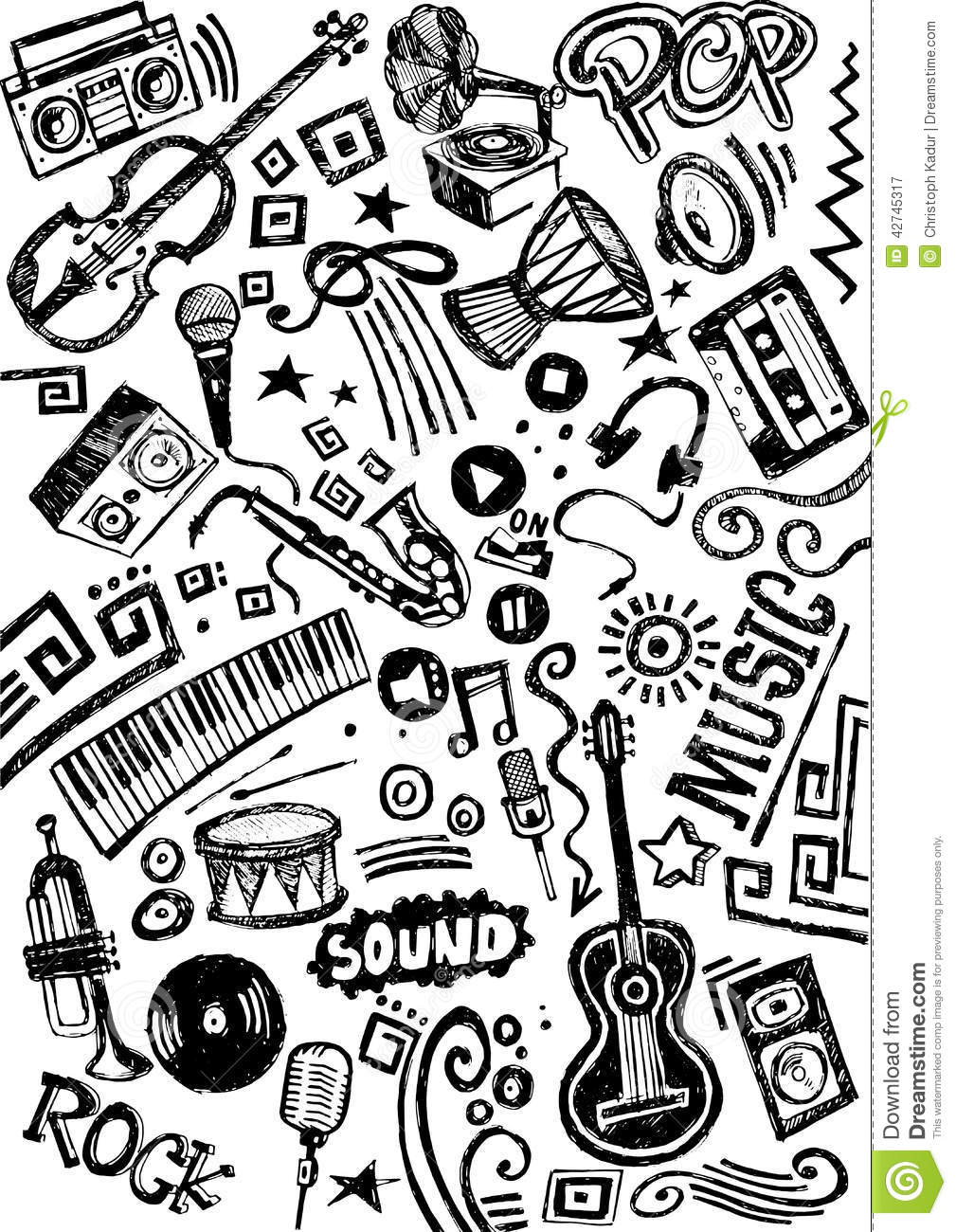 Music Instrument Doodle Stock Illustration - Image: 42745317 dedans Mandala Musique 