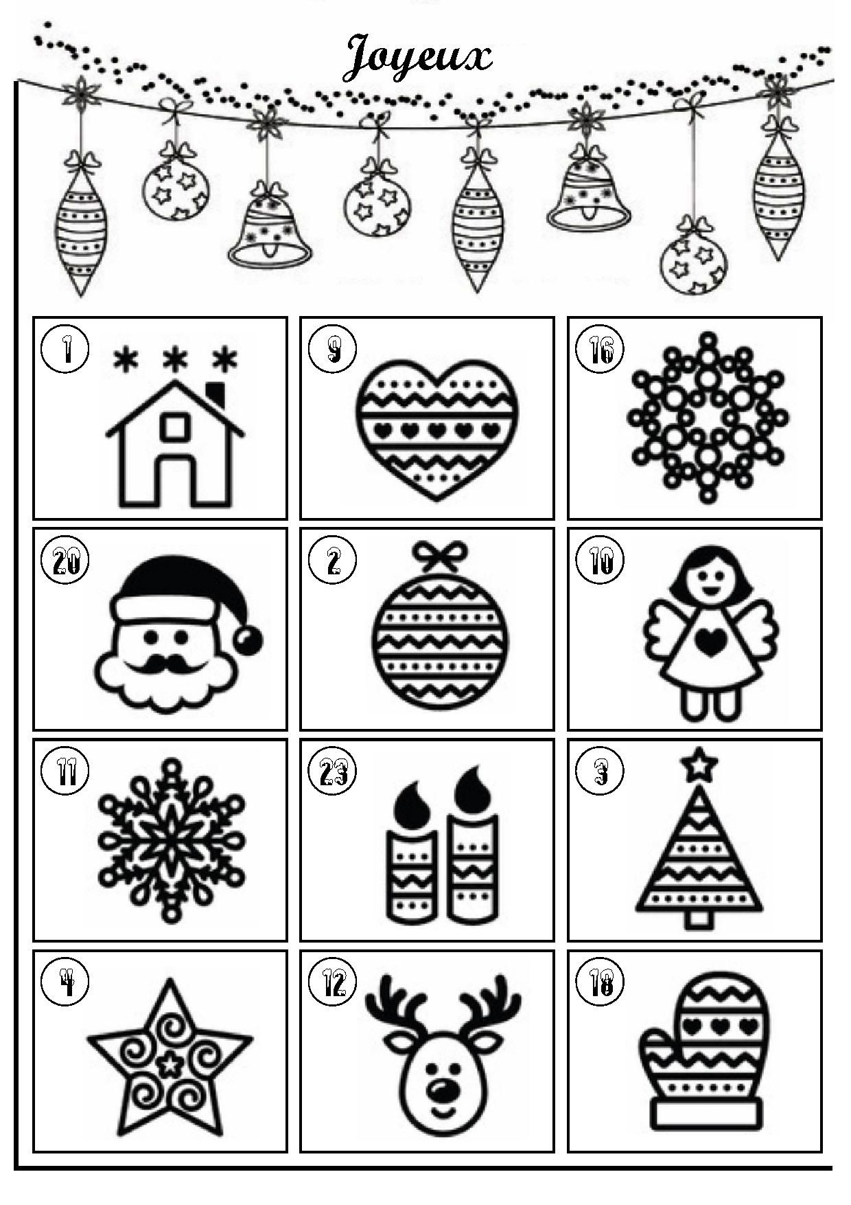 Noel Calendriers De Avent - Page 2 serapportantà Coloriage Calendrier De L Avent 