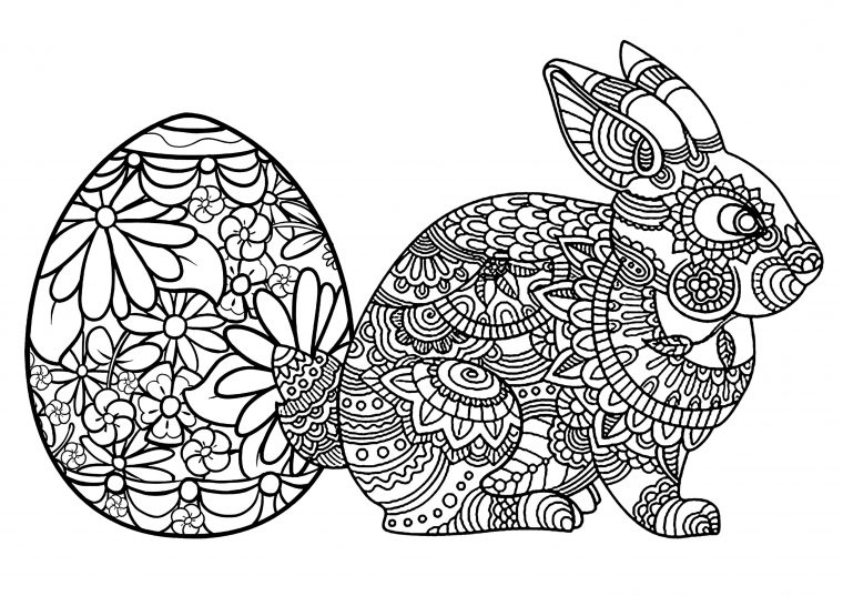 Oeuf Et Lapin De Paques – Pâques – Coloriages Difficiles serapportantà Oeufs De Paques À Colorier