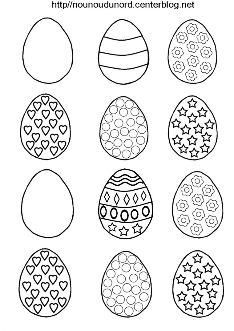 Oeufs Coloriage Et En Couleur Pour Coller Dans Les Paniers tout Panier De Pâques À Imprimer