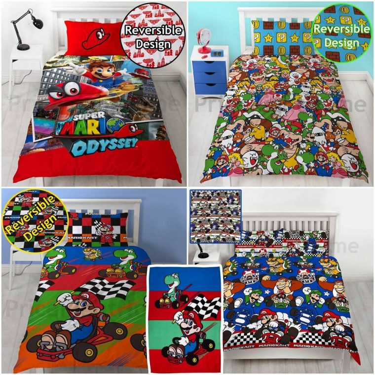 Official Nintendo Super Mario Bedding – Duvet Cover Set concernant Couette Mario Bros