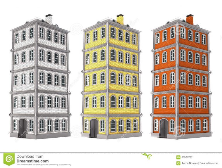 Old Brick Building. 3D Illustration. Stock Illustration dedans Immeuble Dessin