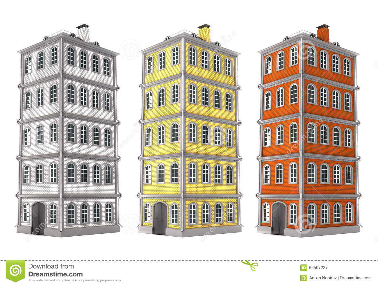 Old Brick Building. 3D Illustration. Stock Illustration dedans Immeuble Dessin 