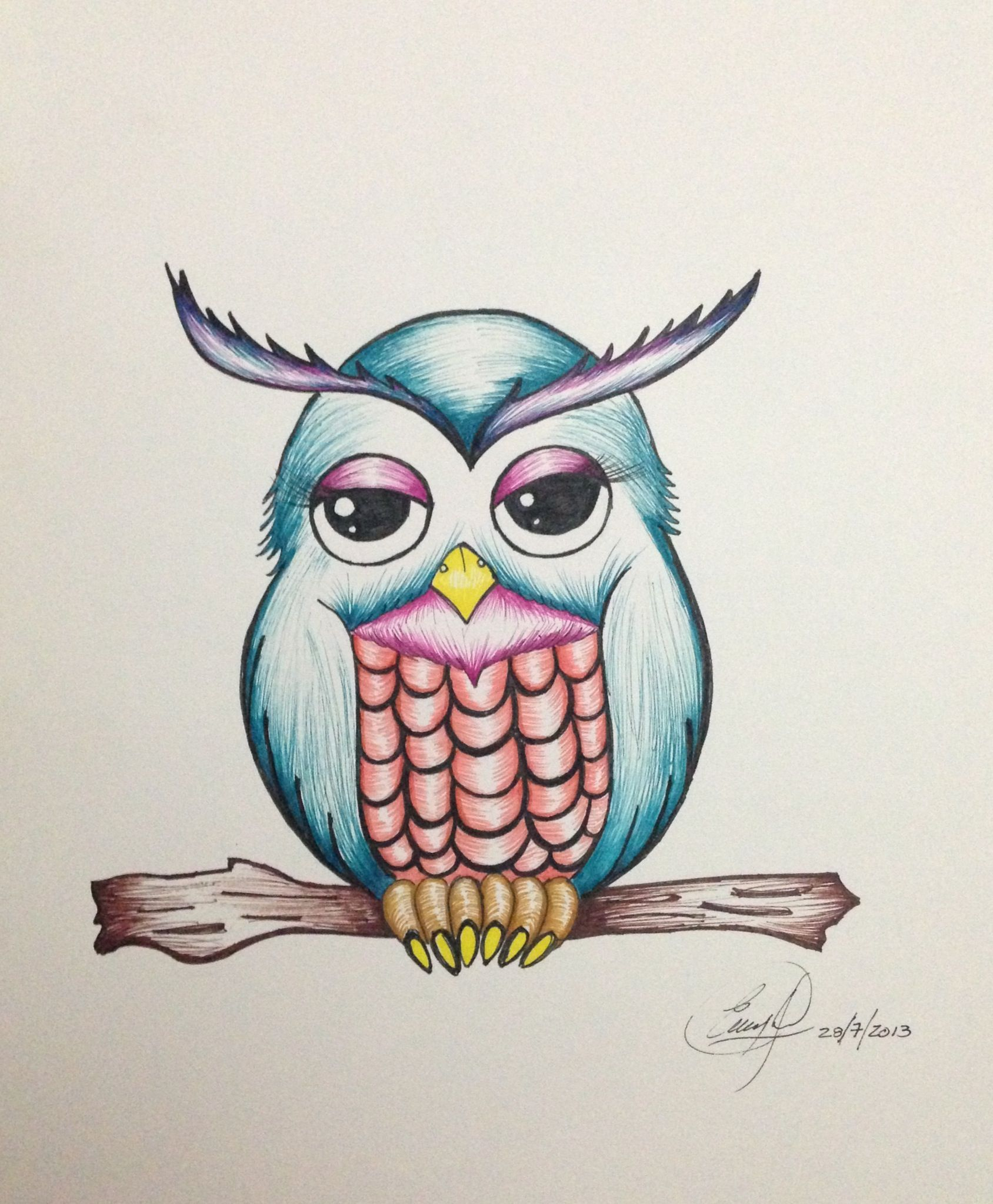 Olw Sketch By Mila Doni  Owl Sketch, Owl Wallpaper, Owl Art à Chouette Dessin Stylisé 