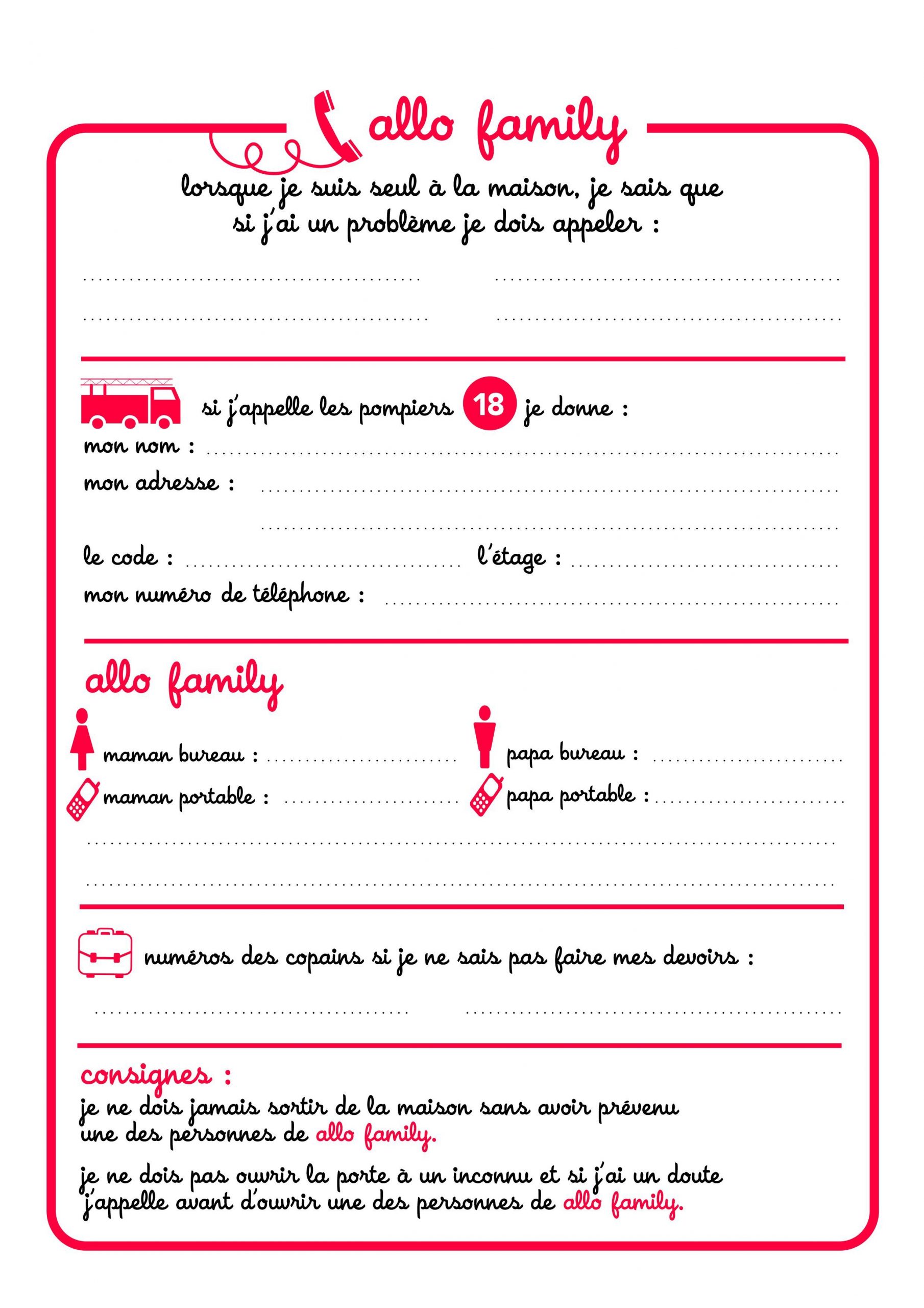 Organisation Enfant - Baby Planning - Numéros D&amp;#039;Urgence dedans Fiche De Bricolage A Imprimer 