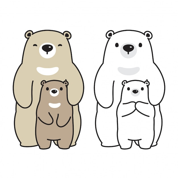 Ours Vecteur Personnage De Dessin Animé Famille Polar Bear tout Ours Dessin 