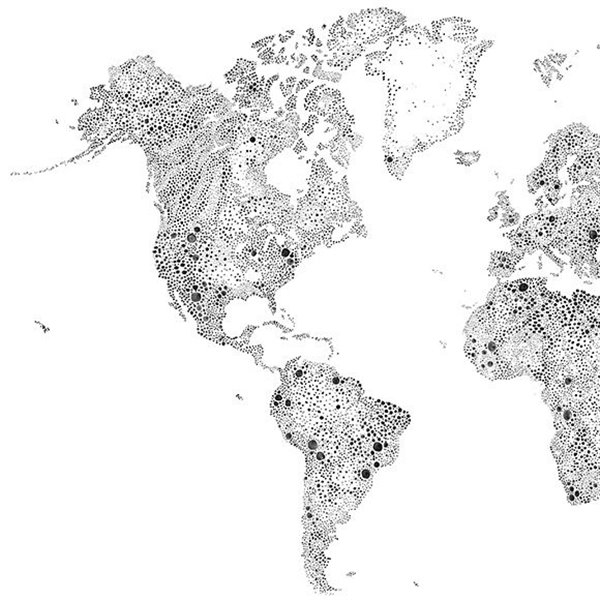 Papier Peint World Map - Carte Du Monde En Noir Et Blanc destiné Carte Europe En Noir Et Blanc