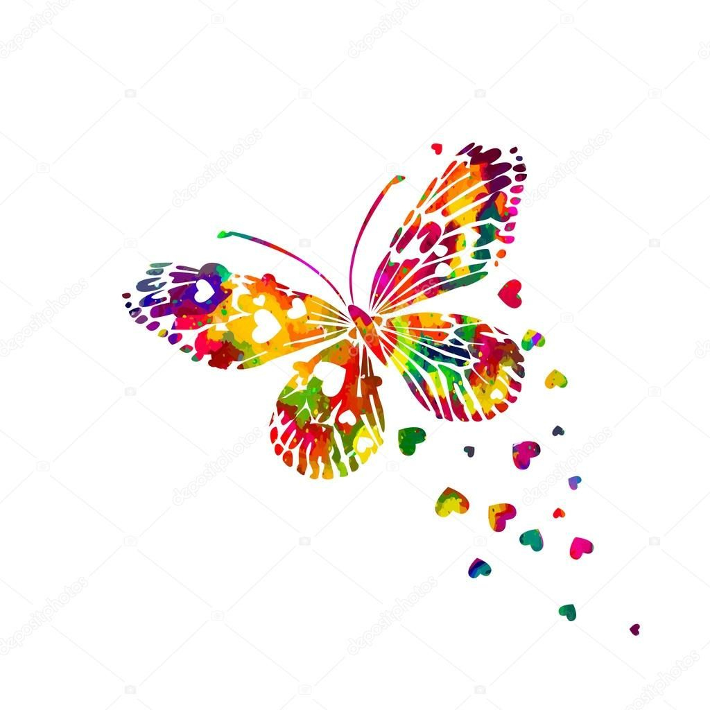 Papillon Aquarelle Abstraite Coloré — Illustration destiné Papillon Dessin 