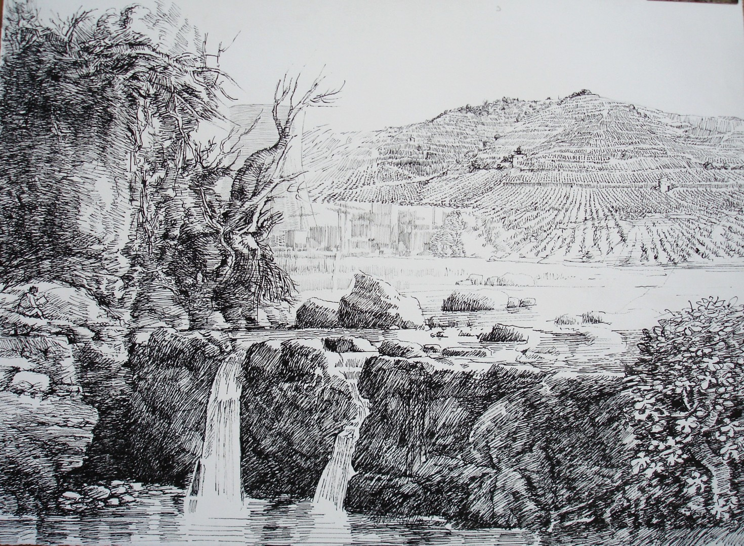 Paysage Dans La Drome Dessin Par Michel Moskovtchenko encequiconcerne Dessin De Paysage 