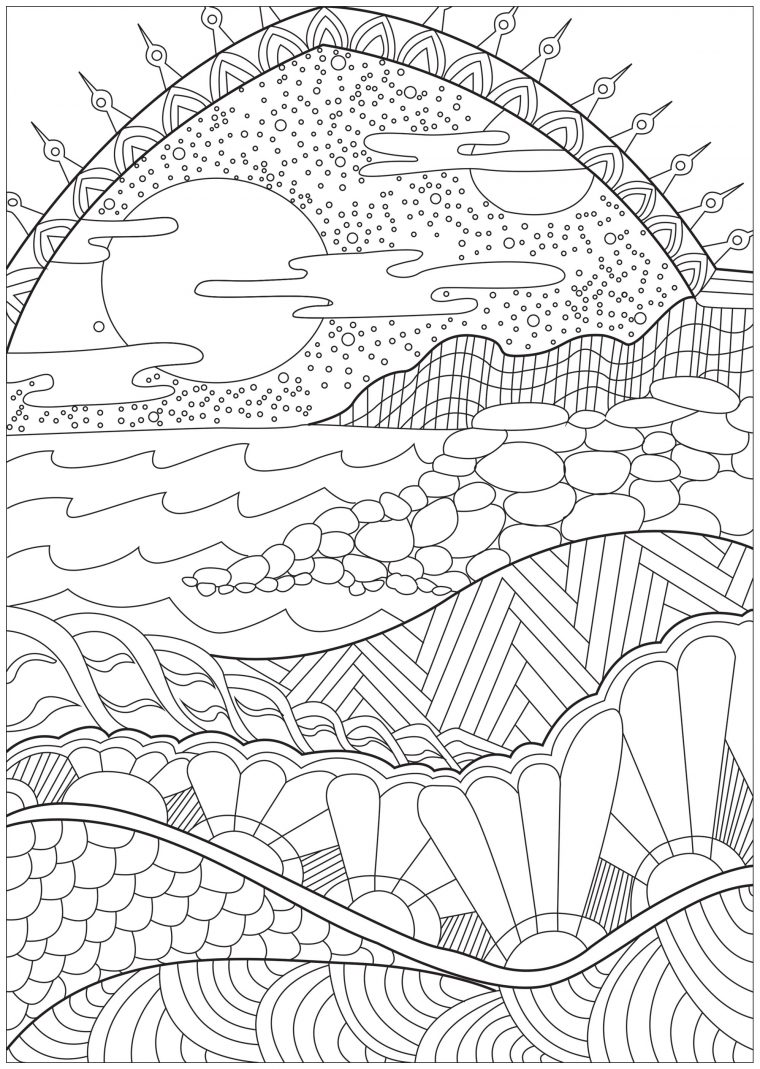 Paysage Paradisiaque – Paysages – Coloriages Difficiles tout Coloriage Mer