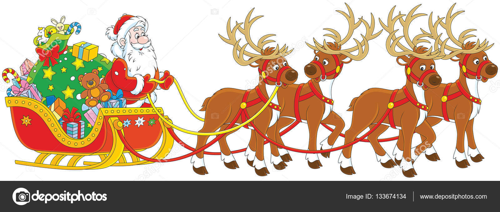 Père Noël Avec Les Cadeaux Dans Son Traîneau — Image concernant Pere Noel Et Son Traineau Coloriage