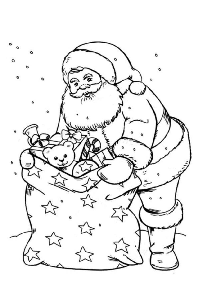 Père Noël Et Sa Hotte - Coloriage Père Noël - Coloriages à Pere Noel Et Son Traineau Coloriage 