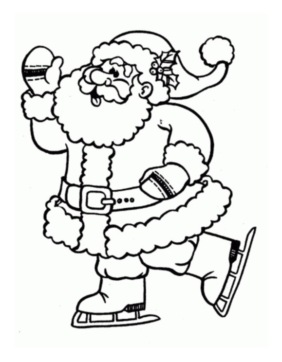 Père Noël Qui Fait Du Patin À Glace - Coloriage Père Noël dedans Dessin D Un Pere Noel 