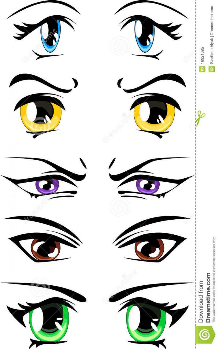 Photo About Set Of Colorful Manga Style Eyes Showing destiné Coloriage Des Yeux