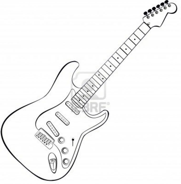 Pin By Jf On Coloriage  Guitar Drawing, Guitar Sketch à Dessiner Une Guitare