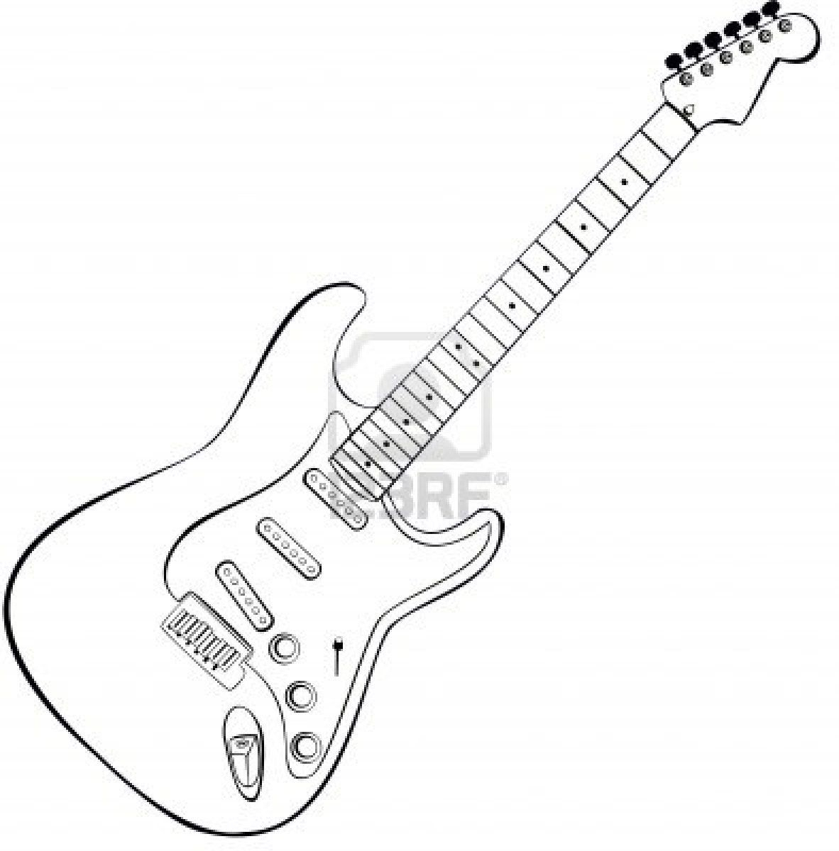 Pin By Jf On Coloriage  Guitar Drawing, Guitar Sketch à Dessiner Une Guitare 