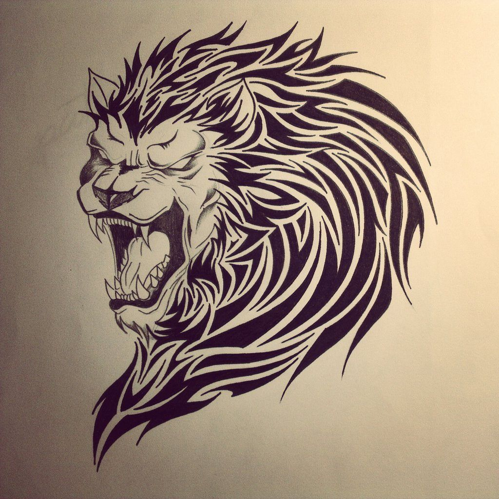 Pin By Lebag🖕 On Dessin  Lion Tattoo Design, Tribal Lion destiné Lion Dessin 