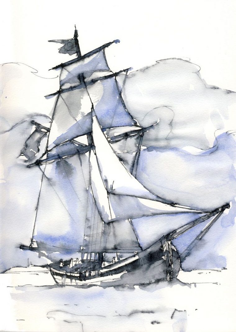 Pin On Art, Watercolor pour Dessin Bateau