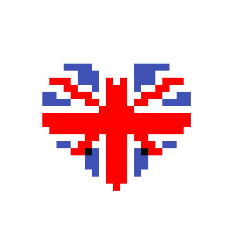 Pixel Art Coeur Angleterre dedans Drapeau Anglais Facile A Dessiner