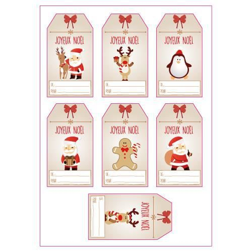 Planche D&amp;#039;Étiquettes Cadeaux De Noel - 2 Planches De 7 serapportantà Etiquette Porte Nom Noel A Imprimer 